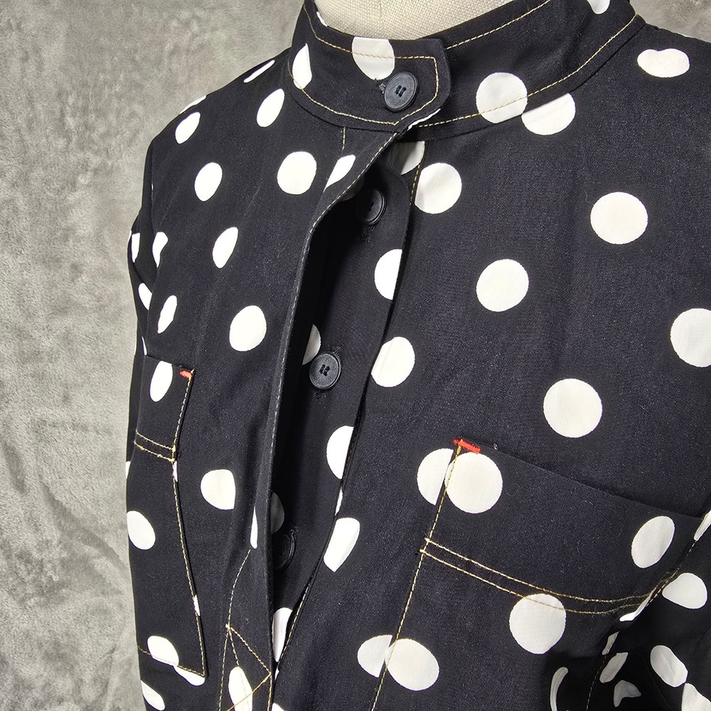 Aligne Jude Spot Blouse Women 10 Black Polka Dot Organic Cotton Top Mod Retro - Picture 14 of 16